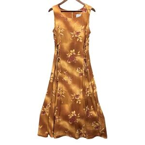 Vintage StoneBridge Signature Floral Maxi Dress Side Lace Up Corset 90s Y2K Boho